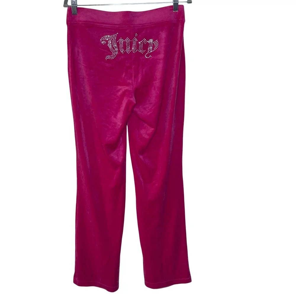 Juicy Couture Pink Velour Track Pants Embellished Logo Size‎ M